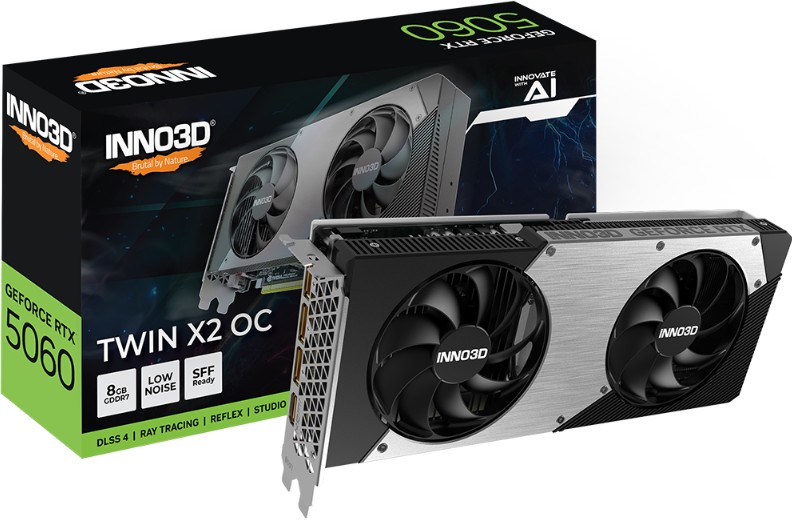 INNO3D nVidia GeForce RTX 5060 TWIN X2 OC 8GB GDDR7 2527MHz Boost Clock