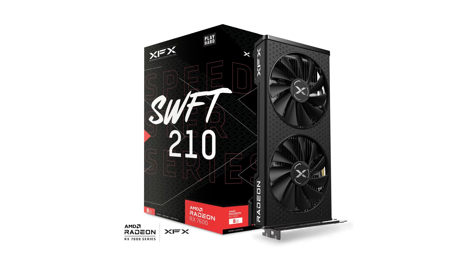 XFX Speedster SWFT210 AMD Radeon RX 7600 Core Gaming Graphics Card with 8GB GDDR6 HDMI 3xDP
