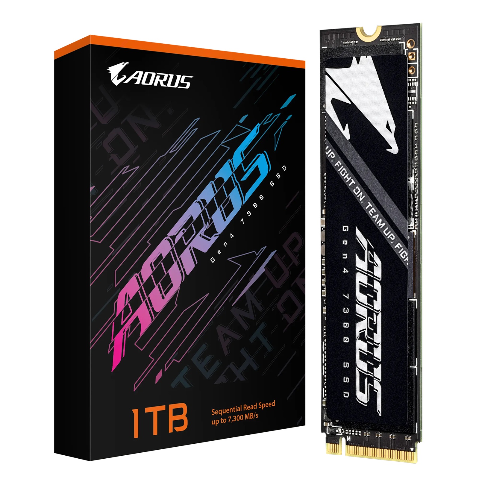 Gigabyte AORUS Gen4 7300 SSD 1TB PCIe4x4 NVMe1.4 M.2 2280 3D TLC DDR4 1GB 7300/6000MB/s 80×22×2.3mm MTBF1.6M 6.6W/6.7W 5yr/700TBW – Gigabyte HBG-AG4731TBN M.2 NVMe PCIe SSD Product Image