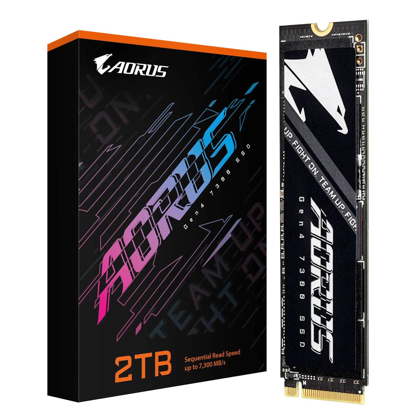 Gigabyte AORUS Gen4 7300 SSD 2TB PCIe4x4 NVMe1.4 M.2 2280 3D TLC DDR4 2GB 7300/6850MB/s 80×22×3.5mm MTBF1.6M 8.1W/7.4W 5yr/1400TBW – Gigabyte HBG-AG4732TBNM2-2TB M.2 NVMe PCIe SSD Product Image