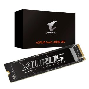 Gigabyte AORUS Gen5 14000 SSD 1TB PCIe5x4 NVMe2.0 M.2 3D TLC LPDDR4 2GB 13600/10200MB/s 80×22×3.5mm MTBF1.6M 11.5W 5yr/700TBW – Gigabyte HBG-AG514K1TBM2-1TB M.2 NVMe PCIe SSD Product Image