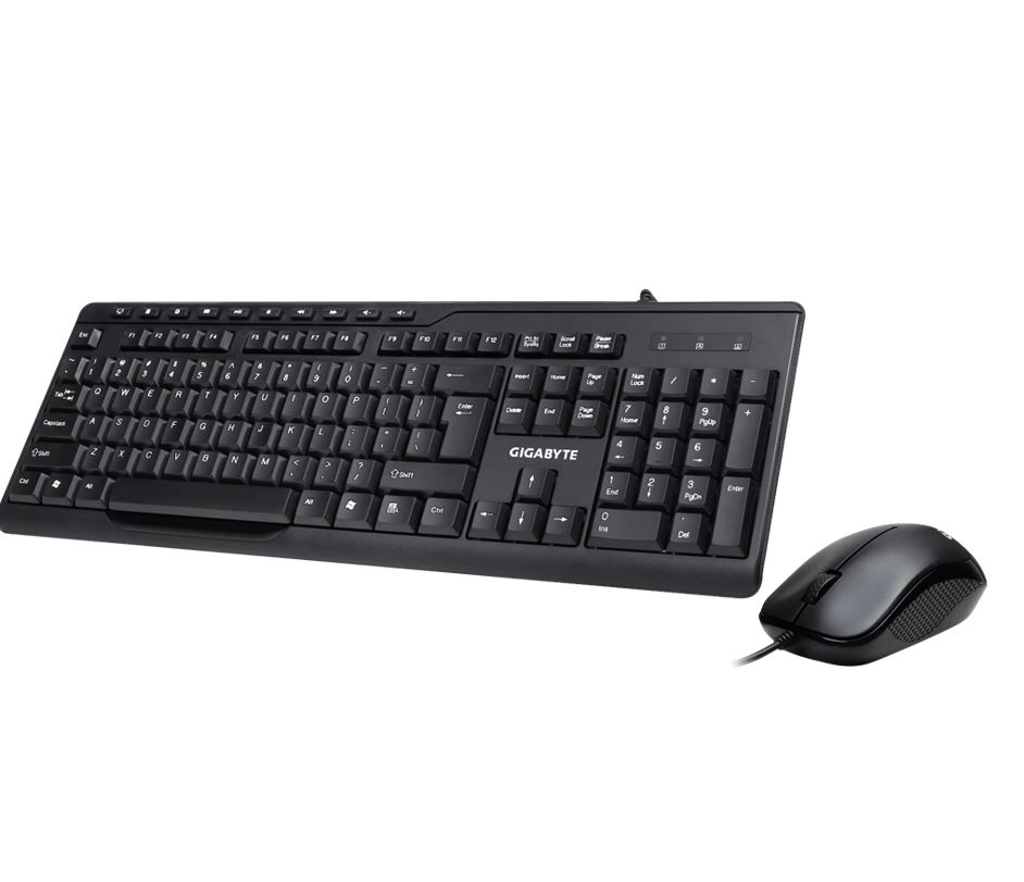 Gigabyte KM6300 USB Wired Keyboard & Mouse Combo multimedia controls 1000dpi Adjustable Portable slim receiver Stylish design comfort – Gigabyte KBG-KM6300 Corded Product Image