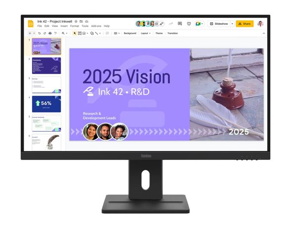 LENOVO ThinkVision E27Q-40 27' 100Hz QHD IPS Monitor 2K 2560x1440 16:9 4ms Tilt Swivel Pivot Height Adjust 2xHDMI DP VESA 3yr WTY Black – Lenovo MNLEN-E27Q-40 27'-31' Monitors Product Image