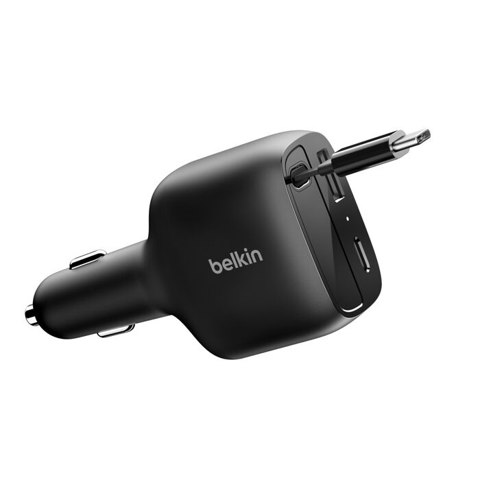 Belkin BoostCharge Retractable Car Charger 75W - Black