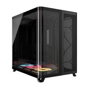 Corsair AIR 5400 LX-R RGB iCUE LINK Triple Chamber Mid-Tower PC Case - Black; ATX/E-ATX; 467x470x340mm; TG; 360GPU; 180CPU; 360RAD; USB-C – Corsair CAC-AIR5400LX-R-BK ATX and Micro ATX Case No PSU Product Image