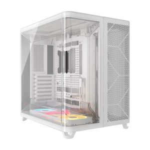 Corsair AIR 5400 LX-R RGB iCUE LINK Triple Chamber Mid-Tower PC Case - White; ATX/E-ATX; 467x470x340mm; TG; 360GPU; 180CPU; 360RAD; USB-C – Corsair CAC-AIR5400LX-R-WH ATX and Micro ATX Case No PSU Product Image