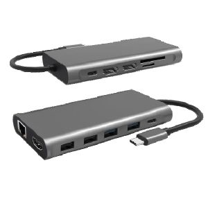 Cygnett Unite 12-in-1 USB-C Multiport Hub Adapter Dock(CY4549HUB12)4xUSB-A 2xUSB-C(100W PD/3.0)3xHDMI(60Hz/30Hz) 1xMicro SD