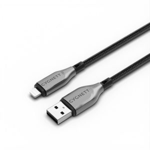 Cygnett Armoured Braided Lightning to USB-A (2.0) (0.5M) Cable - Black (CY4657PCCAL)