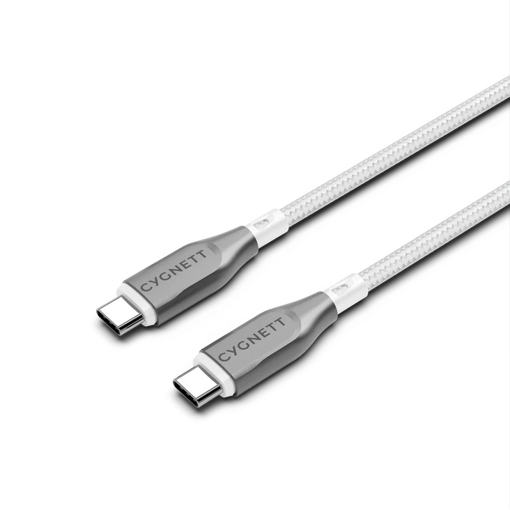 Cygnett Armoured Braided USB-C to USB-C (2.0) Cable (1M) - White (CY4675PCTYC)