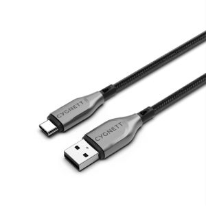 Cygnett Armoured Braided USB-C to USB-A (2.0) Cable (0.5M) - Black (CY4680PCUSA)