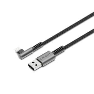 Cygnett Unite Right-Angle Lightning to USB-A Cable(2.0)(1M)- Black (CY5108PCCSL)