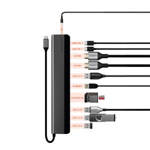 Cygnett UniteRiser 12-in-1 USB-C Multiport Hub Adapter-(CY5148HUB12)4x USB-A