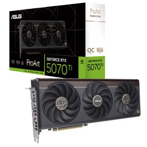 ASUS nVidia GeForce PROART-RTX5070TI-O16G RTX 5070 Ti OC Edition 16GB GDDR7 2588MHz Boost Clock 28 Gbps 256-bit Digital Max Resolution 7680 x 4320 – ASUS VCA-RTX5070TI-O16G-PRO PCI-E nVidia Chipset Product Image