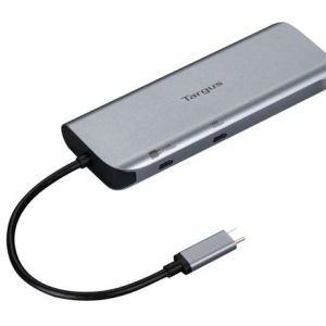 Targus Dual Video Mobile Dock with 140W EPR Pass-Thru USB-C 3.2 Ethernet 2xHDMI 2x USB-A 2xUSB-C Silver USB-C with 140W PD 3Y WTY – Targus NAT-DOCK427GL Docking Stations & Port Replicators Product Image