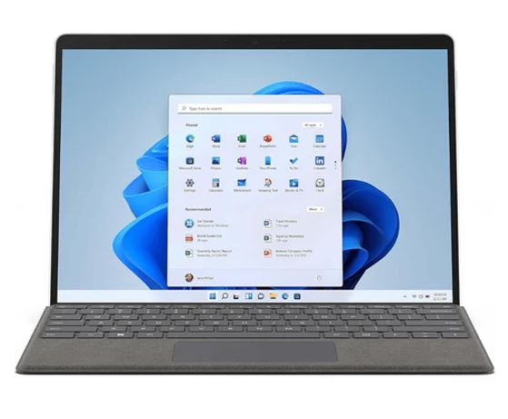 Microsoft Surface Pro 8 13' Touchscreen Intel Core i5-1135G7 8GB 128GB SSD WIN 11PRO DG WIN 10 USB-C WIFI6 BT Thunderbolt Camera Platinum 1YR WTY – Microsoft NBMS-PRO8-I58128P 2-in-1 Yoga X360 Flip Notebook Product Image