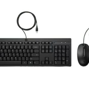 HP 225 USB Wired Desktop Keyboard Mouse Combo G2 USB-A Three button mouse adjustable keyboard feet Easy Clean Plug&Play for Notebook Desktop PC – HP NAHP-225WKM Corded Product Image
