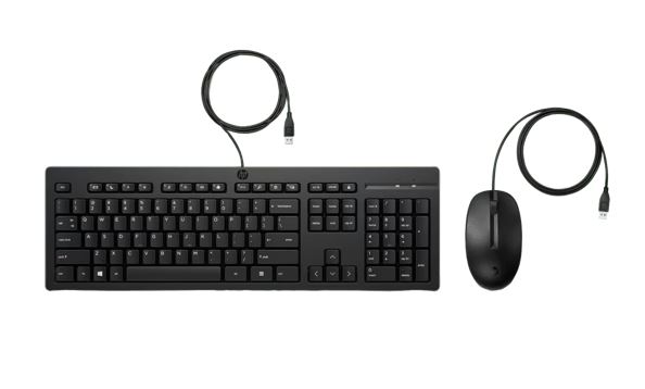 HP 225 USB Wired Desktop Keyboard Mouse Combo G2 USB-A Three button mouse adjustable keyboard feet Easy Clean Plug&Play for Notebook Desktop PC – HP NAHP-225WKM Corded Product Image