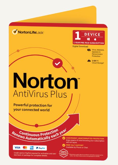 Norton Antivirus Plus 2GB 1 User 1 Device OEM PC Only – Norton SNN-EMP-AVPLUS-OEM Anti-Virus Software Product Image