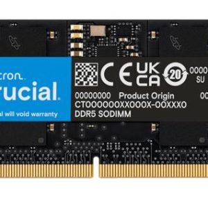 Crucial 16GB (1x16GB) DDR5 SODIMM 5600MHz CL46 Notebook Laptop Memory ~CT16G48C40S5 – Micron (Crucial) MECN5-1X16G56T DDR5 SODIMM (Notebook) Product Image