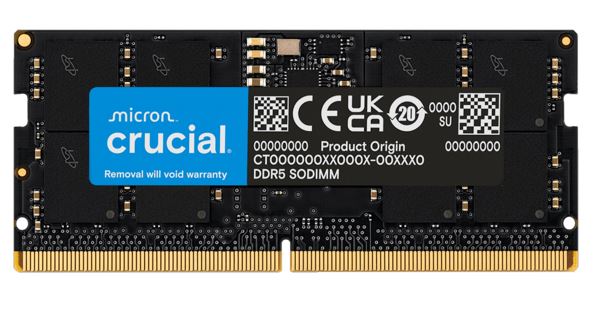 Crucial 16GB (1x16GB) DDR5 SODIMM 5600MHz CL46 Notebook Laptop Memory ~CT16G48C40S5 – Micron (Crucial) MECN5-1X16G56T DDR5 SODIMM (Notebook) Product Image