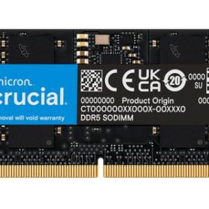 Crucial 64GB (1x64GB) DDR5 SODIMM 5600MHz CL46 Notebook Laptop Memory – Micron (Crucial) MECN5-1X64G56T DDR5 SODIMM (Notebook) Product Image