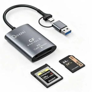 Oxhorn USB 3.2 Gen 2 10Gbps CF Express B and SD Card-reader Aluminum USB-C 3.2 USB-A 3.2 lightweight Plug-and-play Silver – Just You PC CBO-AD-CR322 USB