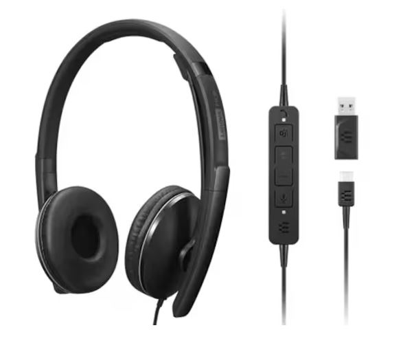 LENOVO Lenovo Wired ANC Headset Gen 2 Lightweight USB-C to USB-A ctive noise cancelling with EPOS BrainAdapt™ and ActiveGard® Teams certified 2YR WTY – Lenovo NAL-4XD1M45627 Headset Product Image