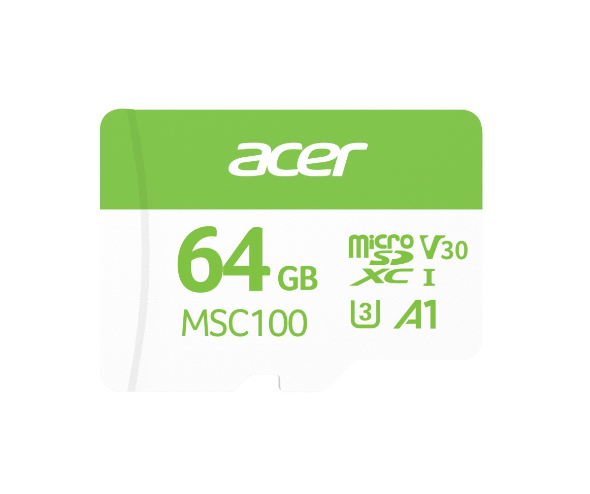 Acer MSC100-64GB microSD Express Read & Write Speed up to 100 MB/s & 30MB/s BL.9BWWA.336 – BIWIN BIW-MSC100-64GB SD/ Mini SD/ Micro SD Product Image