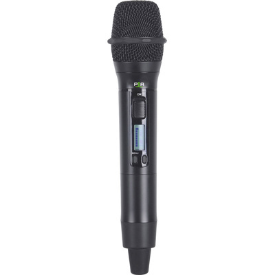 Parallel IrDA 100ch UHF handheld mic transmitter with LCD display and battery indicator. 520MHz