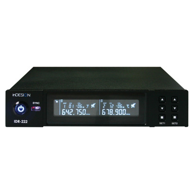 inDESIGN Dual chan antenna diversity wireless receiver. 640-690Mhz 16 channel agile rack kit inc