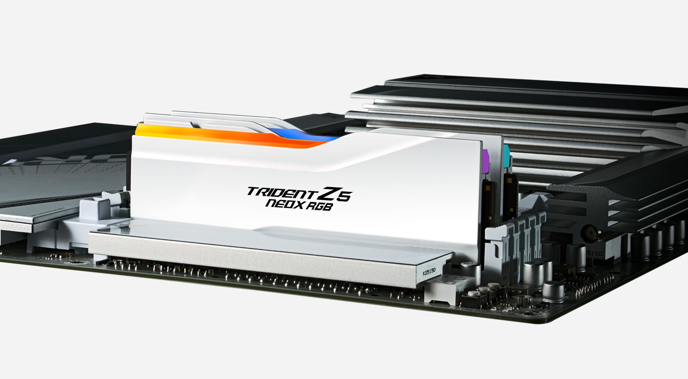 G.SKILL F5-6000A2636H16GX2-TZ5NXRW 32GB (2 x 16GB)/ DDR5 6000 MT/s/ Timings 26-36-36-32/ Voltage 1.45V/ TZ5 Neo X RGB AMD EXPO ™ Ultra Low Latency – G.SKILL MEGS-F5-6000-2636-TZ5NXRW DDR5 UDIMM (Desktop) Product Image
