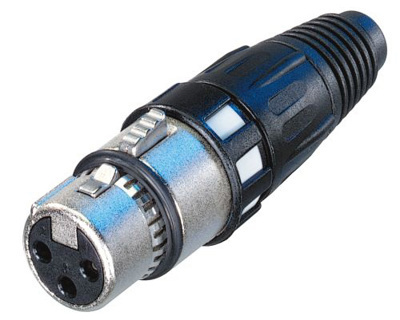 Neutrik Female 3-Pin Line Connector (**crimp strain relief**) MOQ of 100 pieces. Price per unit