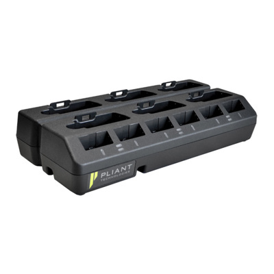 Pliant Six bay drop-in charger for charging up to six batteries in the radio pack & stand alone