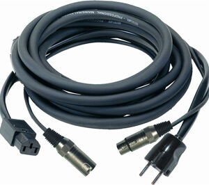 QuikLok Signal/Power cable XLR female socket 240v plug to XLR male plug & IEC cable mount socket 20M