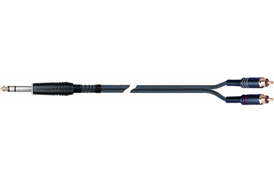 QuikLok Black Series Cable - 6.3mm straight stereo jack to 2 x RCA jacks 5M