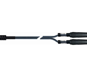 QuikLok Black Series Cable - 3.5mm straight stereo jack to 2 x 6.5mm straight mono jacks 1M