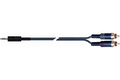 QuikLok Black Series Cable - 3.5mm straight stereo jack to 2 x RCA jacks 5M - Image 2