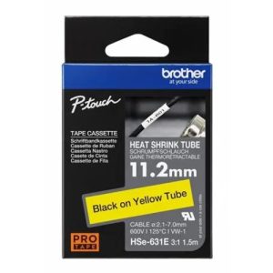 Brother HSE-631E - 11.2MM BLACK ON YELLLOW HEAT SHRINK TUBE CATRIDGE 3:1 (compatible with PT-E300VP/E550WVP/D800W/P750W/P900W/P950NW) – Brother COB-HSE631E Brother - Labellers Product Image