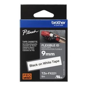 Brother TZe-FX221 9mm / 8M Black on White Flexible ID – Brother COB-TZE-FX221 Brother - Labellers Product Image