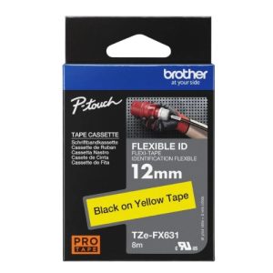Brother TZE-FX631 12MM BLACK ON YELLOW FLEXIBLE TZE TAPE – Brother COB-TZE-FX631 Brother - Labellers Product Image