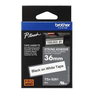 Brother 36MM BLACK ON WHITE STRONG ADHESIVE TZE TAPE – Brother COB-TZE-S261 Brother - Labellers Product Image