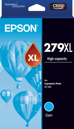 EpsonEPSON 279XL CYAN CLARIA PHOTO HD INK CARTRIDGE FOR XP-980InkJet Cartridges