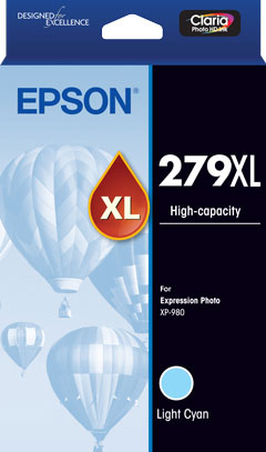 EpsonEPSON 279XL LIGHT CYAN CLARIA PHOTO HD INK CARTRIDGE FOR XP-980InkJet Cartridges
