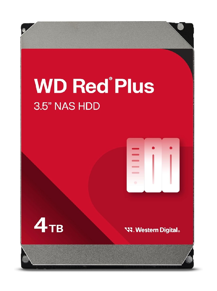 Western Digital WD Red Plus 4TB 3.5' NAS HDD SATA III NAS Hard Drive 5400 RPM 128MB Cache 180MB/S 180TB/Year 3Y warranty (WD40EFZZ) – Western Digital HAWD-RD35-4TB-128MB 3.5' SATA HDD (Desktops) Product Image