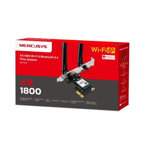 Mercusys AX1800 Wi-Fi 6 Bluetooth 5.4 PCIe Adapter (MA70XE) – TP-LINK NWMS-MA70XE PCI-E Network Adaptors Product Image