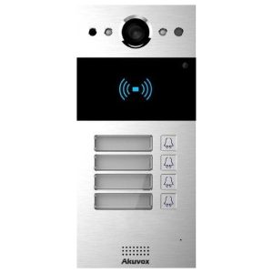 AkuvoxSIP INTERCOM WITH FOUR 4 BUTTONS VIDEO & CARD READERIP Audio & Video